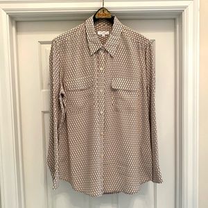 Equipment Essential Silk Blouse tan/chocolate